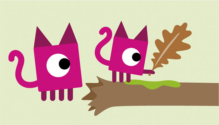 Cyclops cat and kitten illustration