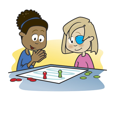 Kids playing board game illustration