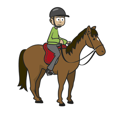 Riding a small horse illustration
