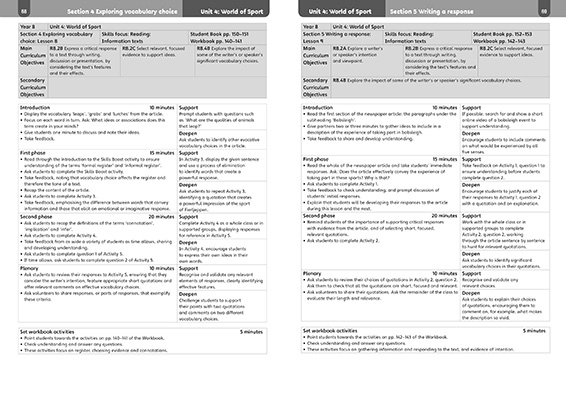 Gallery image for Inspire English year 8 guide spread